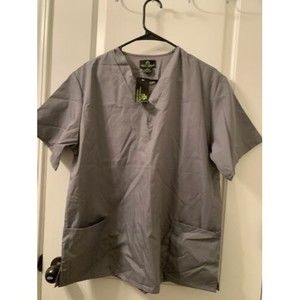 Natural Uniforms Adult Gray Scrub Top Nursing Hospital Medical Size Medium